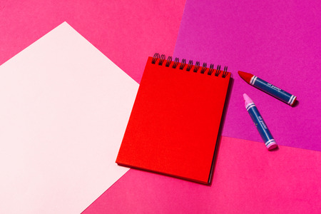 Notebook open page design on tableの写真素材