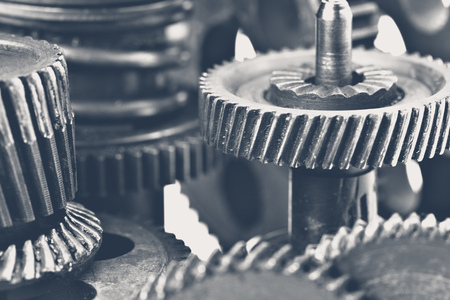 Close-up view of stack of gears