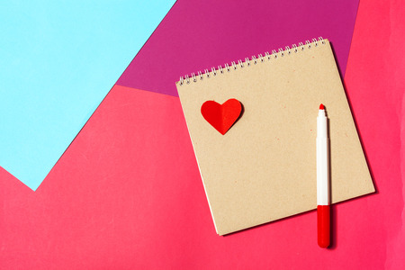 Notebook open page design on tableの写真素材
