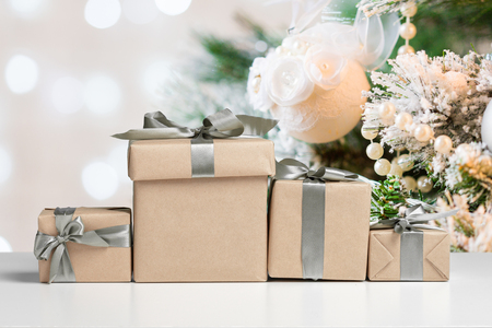 Cardboxes on a tableの写真素材