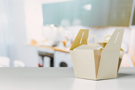 Cardboxes on a tableの写真素材