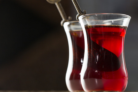 Traditional turkish tea close upの写真素材