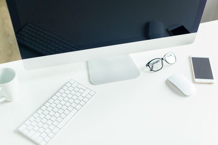 Comfortable work table in officeの写真素材