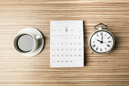 calendar on wooden tableの写真素材