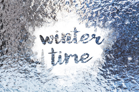 Frozen ice pattern on glassの写真素材