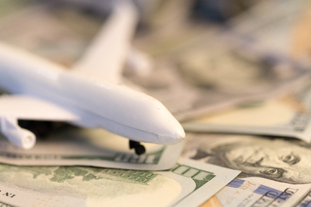 airplane on the moneyの写真素材
