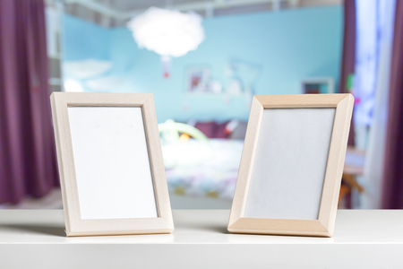 Two wooden decorative frames with copy space for your designの写真素材