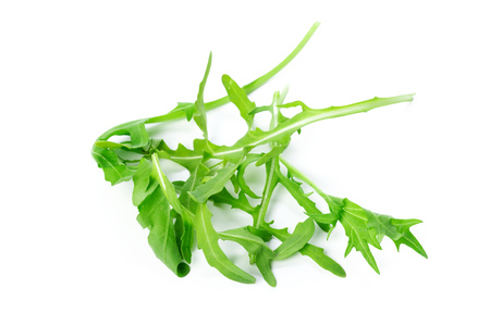 Arugula leaves isolated on white backgroundの写真素材
