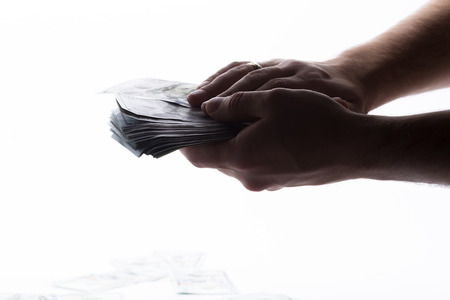 money in the handsの写真素材