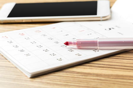 calendar on the tableの写真素材