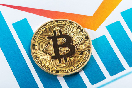 bitcoin and chartの写真素材