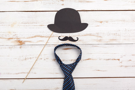 Happy Father's Day. tie on the wooden tableの写真素材