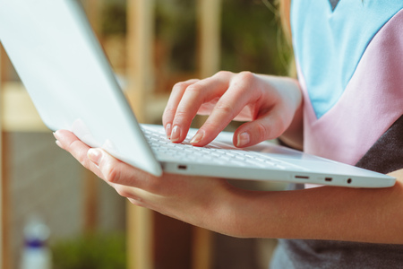 Young Woman Using Laptopの写真素材