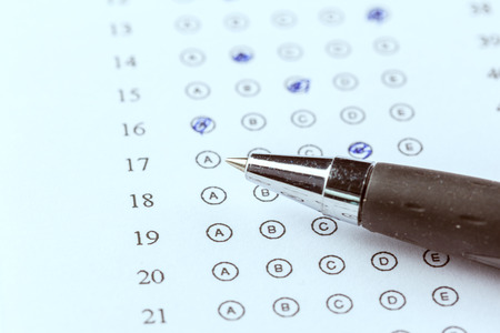 Test score sheet with answers