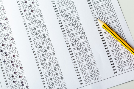 Test score sheet with answers