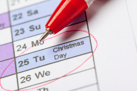 Closeup of dates on calendar pageの写真素材