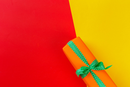 gift box on color backgroundの写真素材