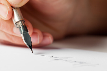 Antique fountain pen writingの写真素材