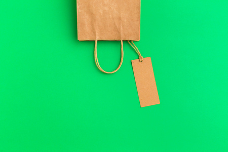 paper shopping bag on colorful backgroundの写真素材