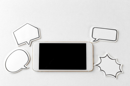 phone with blank speech bubbleの写真素材