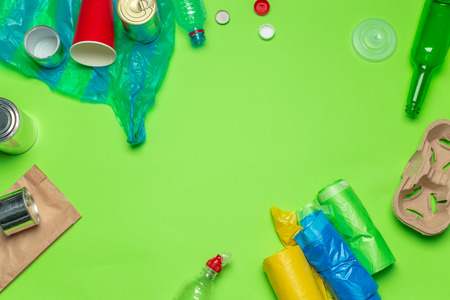 waste materials paper, plastic, polyethyleneの写真素材