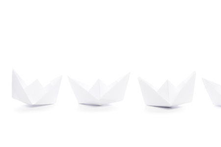 paper ships isolated on whiteの写真素材