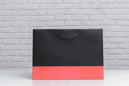 Shopping bags on tableの写真素材