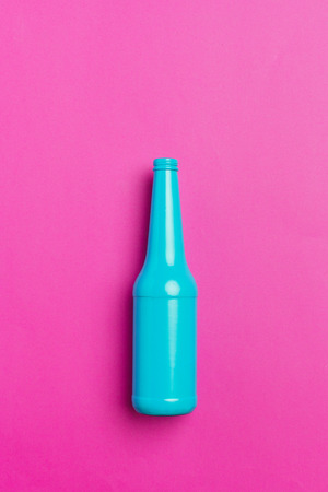 Flat lay composition with delicious summer cocktail on color backgroundの写真素材
