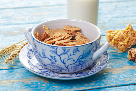 Granola bar on wooden background