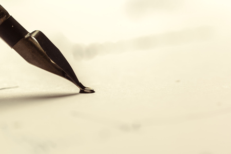 Antique fountain pen writingの写真素材