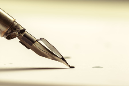 Antique fountain pen writingの写真素材