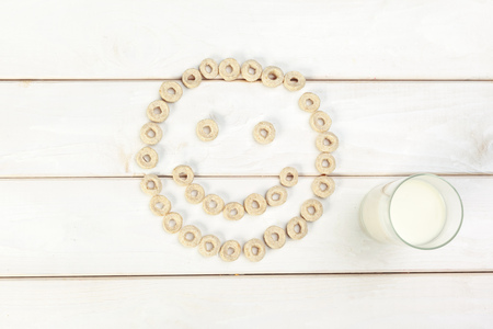 Delicious Healthy breakfast. Grain Cereal ringsの写真素材