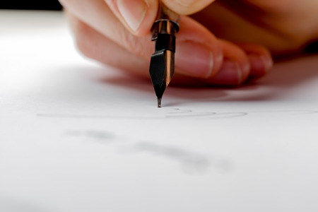 Antique fountain pen writingの写真素材