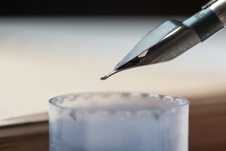 Antique fountain pen writing