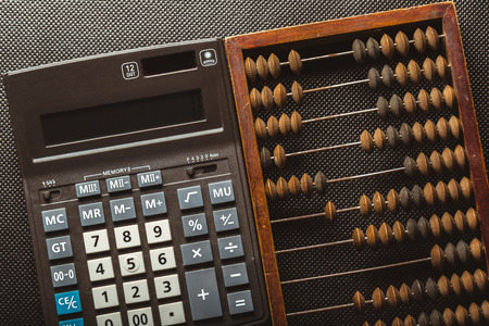 vintage abacus and calculatorの写真素材
