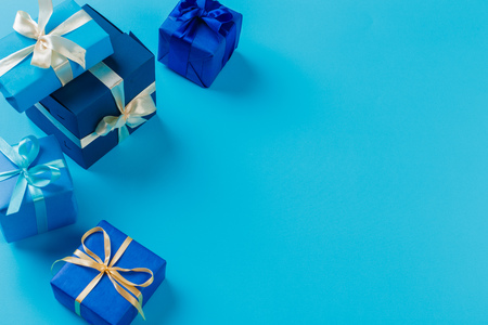 gift box on color backgroundの写真素材