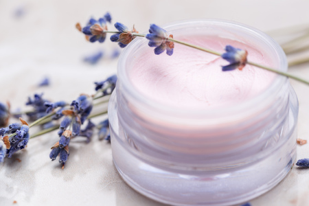 lavender body care products. Aromatherapy, spa and natural healthcare conceptの写真素材
