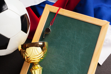 Flag of Russia with football ballの写真素材
