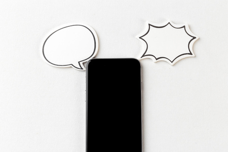 phone with blank speech bubbleの写真素材