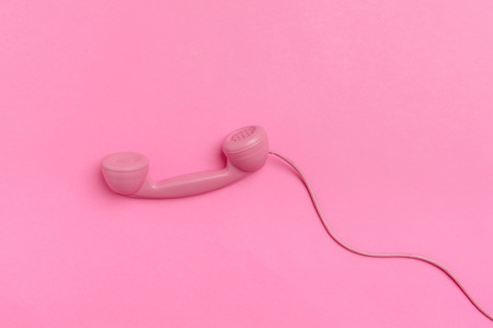 vintage phone on color backgroundの写真素材