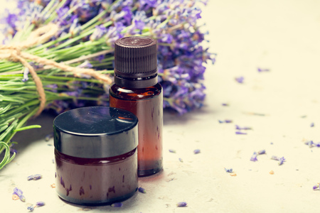 Aromatherapy oil and lavenderの写真素材