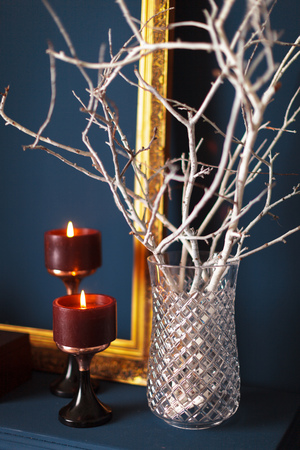 modern living room details of dark blue colorの写真素材