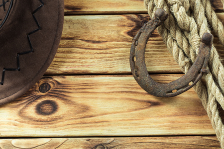 American West still life with old horseshoeの写真素材