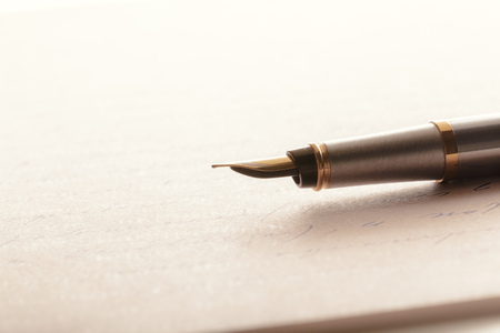 Fountain Pen on Written Pageの写真素材