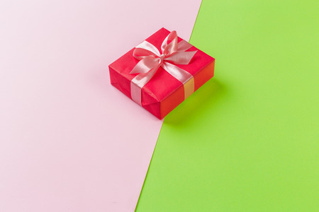 gift box on color backgroundの写真素材