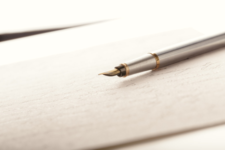 Fountain Pen on Written Pageの写真素材
