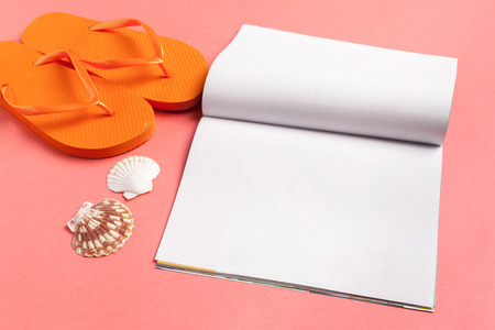 Writing Diary Summer Beach Vacation Conceptの写真素材