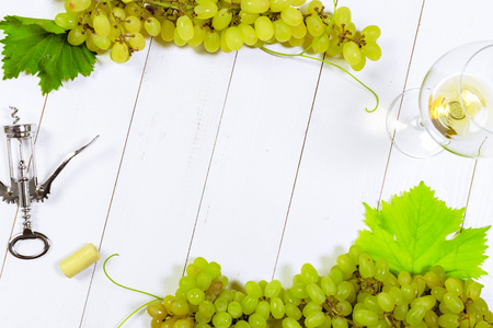 grape on wooden backgroundの写真素材