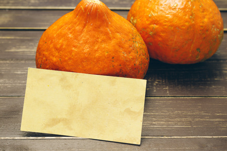 Pumpkin on old rustic wooden table.の写真素材