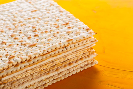 Jewish traditional Passover matzo breadの写真素材